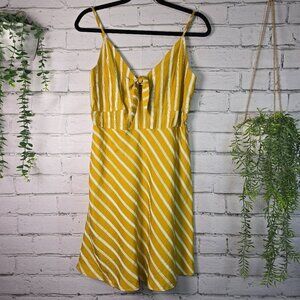 B. ORGINAL BY SHOEFLY YELLOW SUNDRESS SPAGHETTI STRAPS STRIPED SIZE LARGE